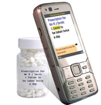 knfb reader with bottle of pills